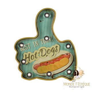 Plaque Métal Lumineuse "Hot Dog" - plaque metallique restauration de decoration deco