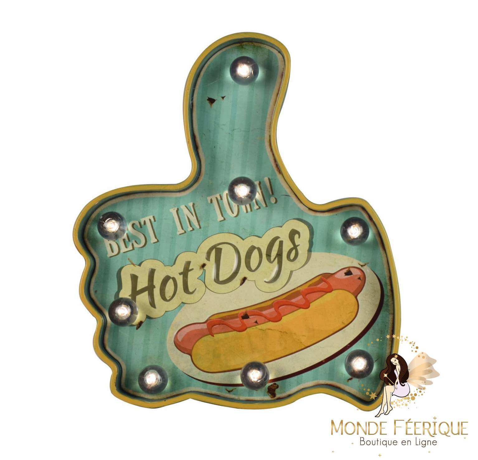Plaque Métal Lumineuse "Hot Dog"