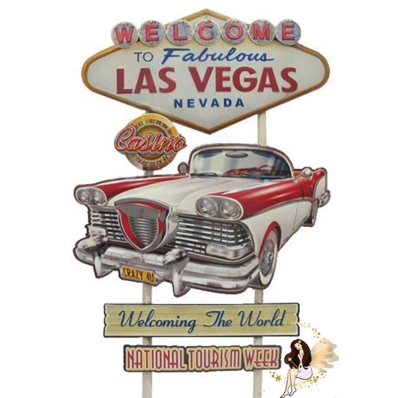 Plaque vintage décoration Las Vegas USA