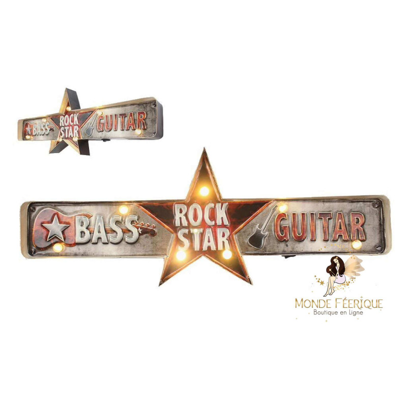 déco mur lumineux rock et rock and roll - plaque led rock - plaque lumineux déco rock et musique