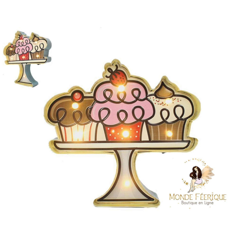 Plaque Metal Led Gateau et patisserie dessert pour un mur de cuisine 36cm