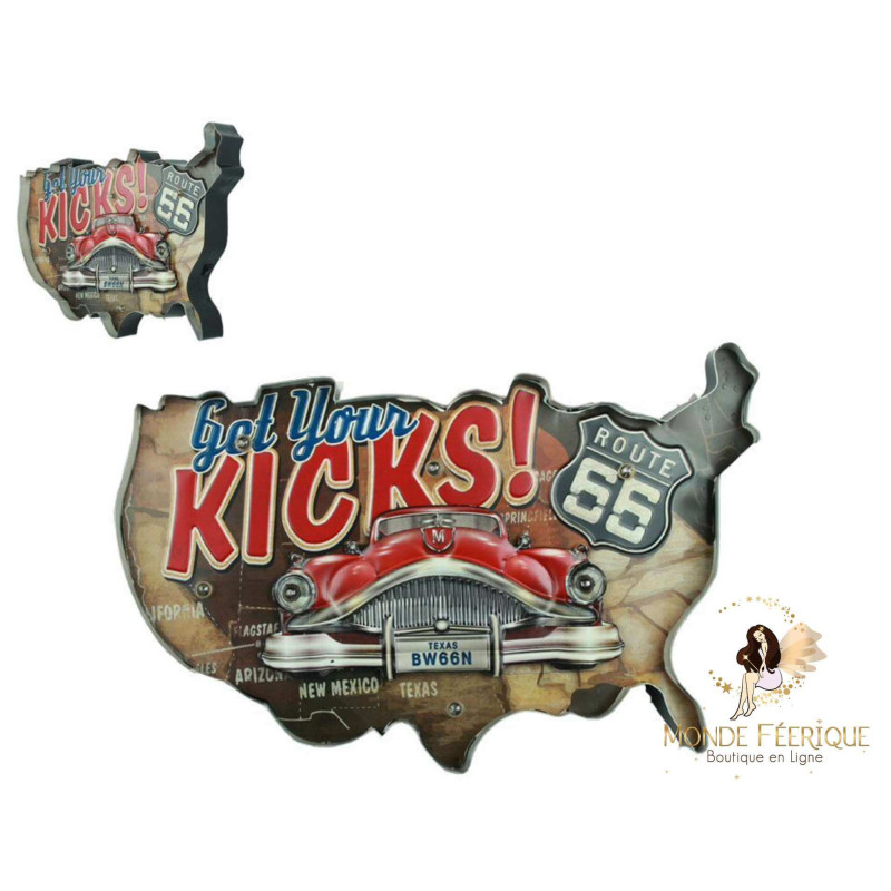 Plaque metal Carte USA - 52cm