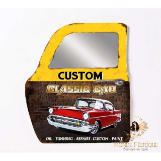 Plaque / Porte Miroir Vintage  USA- Décoration portière Jaune 47cm