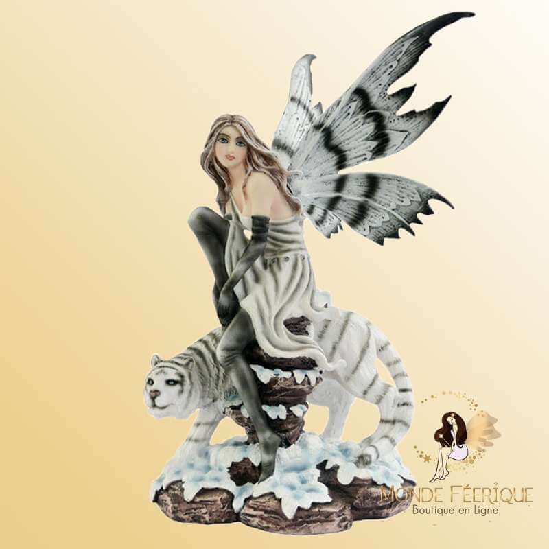 Figurine Fee Candide et Tigre blanc