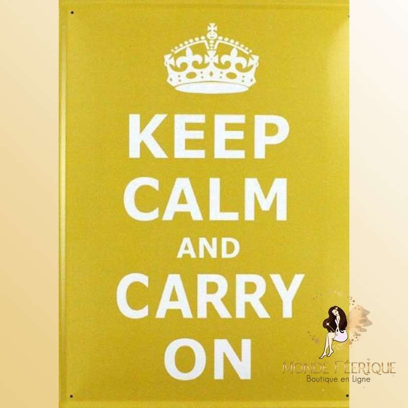 Plaque retro vintage  "Keep Calm & Carry On"