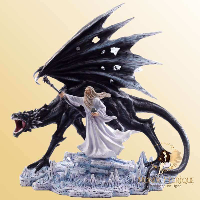 Statue Dragon Geant avec Merlin -- 35cm