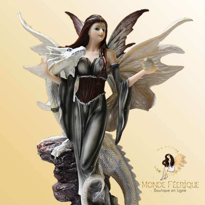 Statuettes Fées avec Dragon Blanc