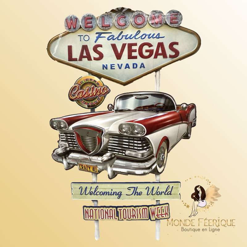 Plaque Métal décoration Las Vegas USA
