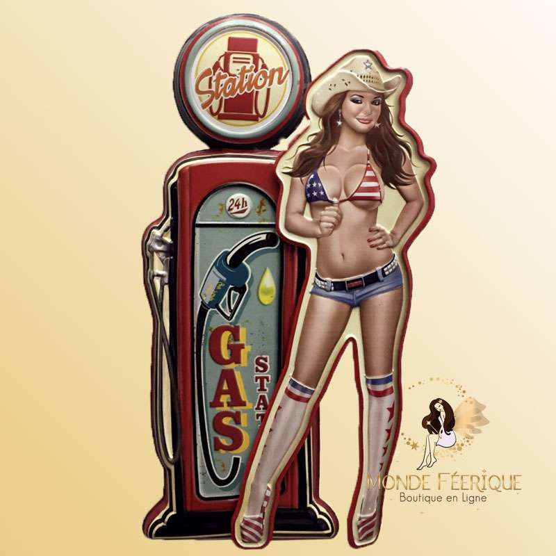 Plaque Pin Up ancienne Rouge