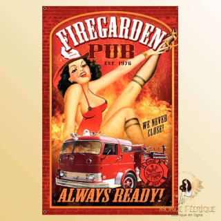 plaque decoration ancienne pompier USA cadeau pompier deco murale pin ups