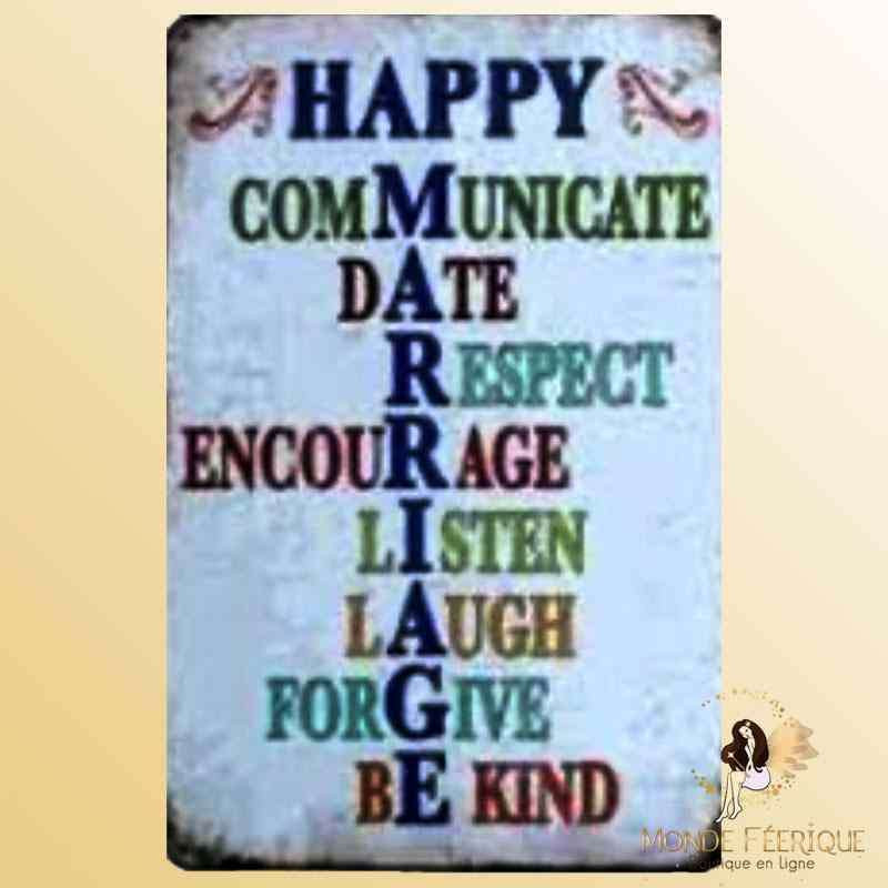 plaque decoration mariage heureux