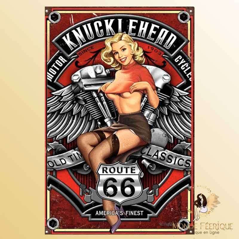 Plaque Mur Pin Up sexy Auto KNUCKLEHEAD-- 20x30cm