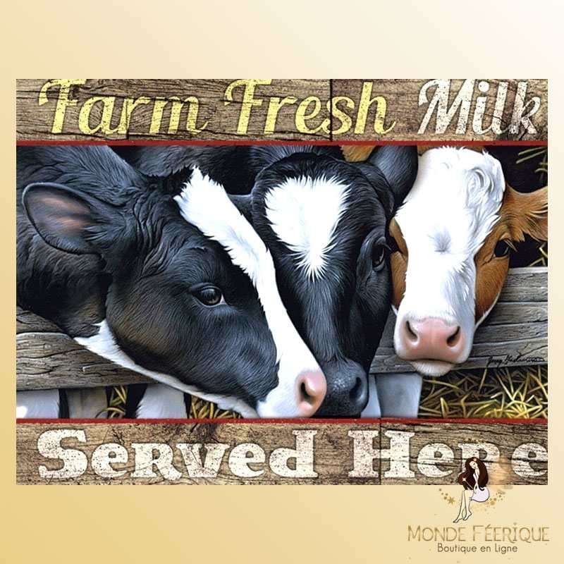 plaque decoration vintage affiche ancienne lait vache agriculture