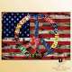 plaque metal deco drapeau USA americain peace and love hippy