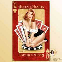 Plaque Décoration Vintage Dame de Coeur Poker-- 20x30cm