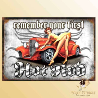 plaque metal pin up vintage retro voiture ancienne