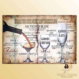 plaque metal vin decoration vins