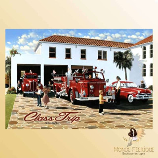 plaque publicitaire vintage pompiers USA