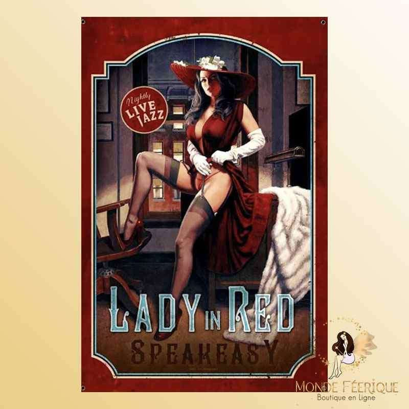 plaque vintage retro pin up lady fille decoration mur murale