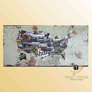 carte usa deco mur decoration plaques etats unis