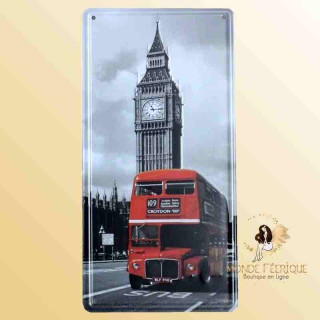 londres bus rouge big ben plaque decoration déco vintage noir et blanc