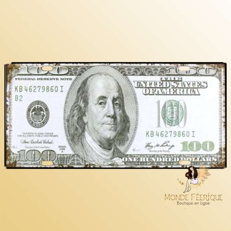 plaque decoration dollar USA americain deco mur