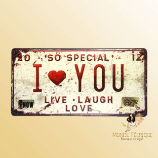 plaque decoration vintage I love you amour deco jeune