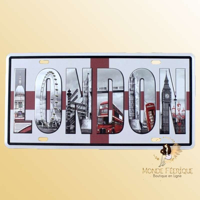 plaque metal london déco mur