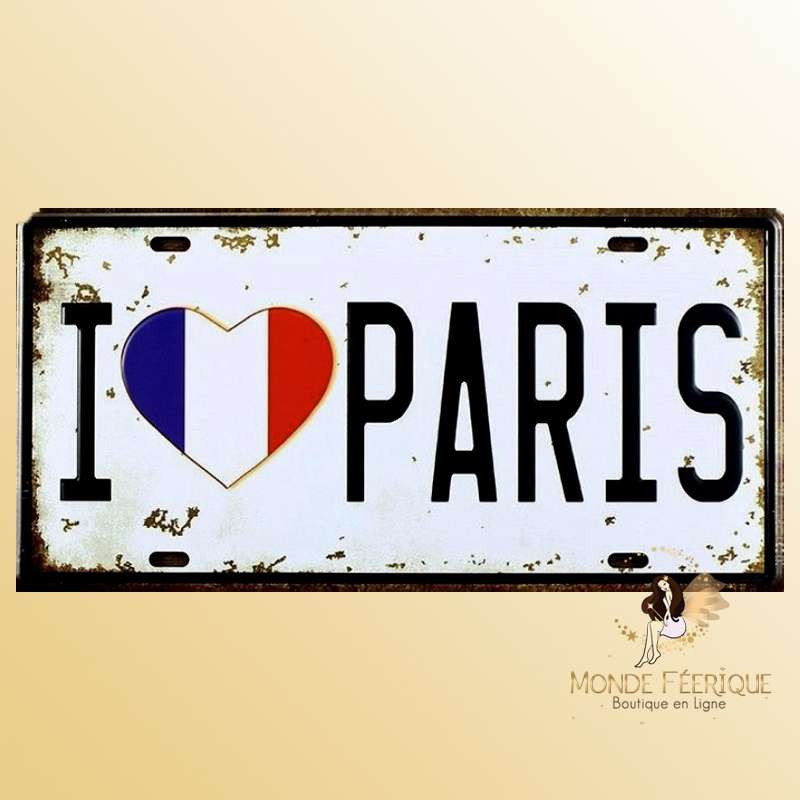 plaque metal paris decoration I love PAris