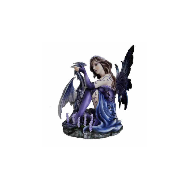 Pacific Giftware Statue de fée bleue ailée avec fleurs de 12 cm