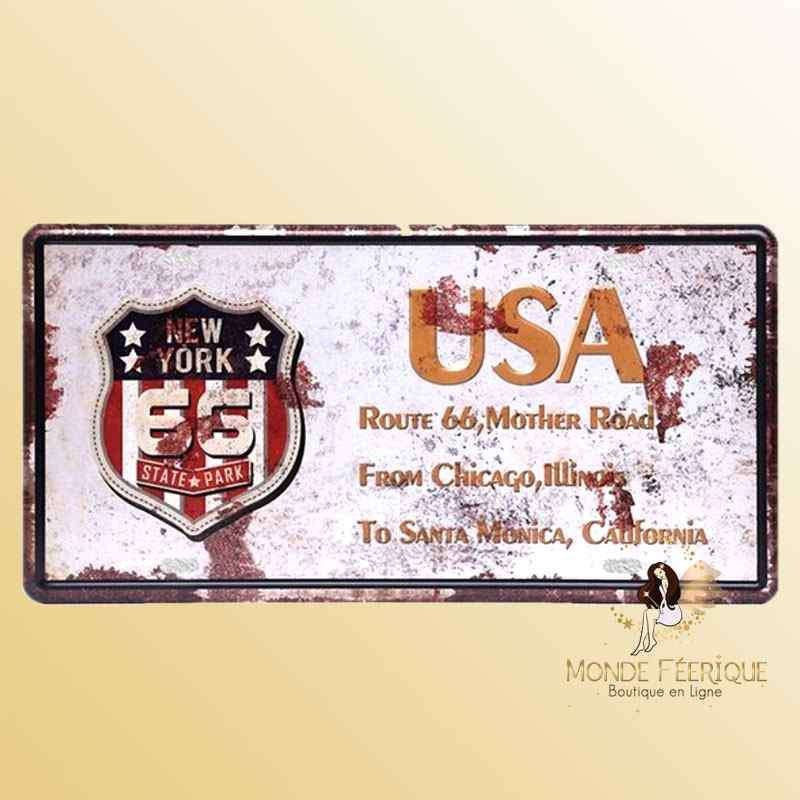 usa plaque vintage route 66 deco mur