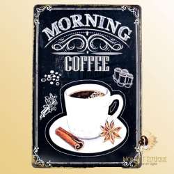Plaque Metal Premium Morning Café 20x30cm
