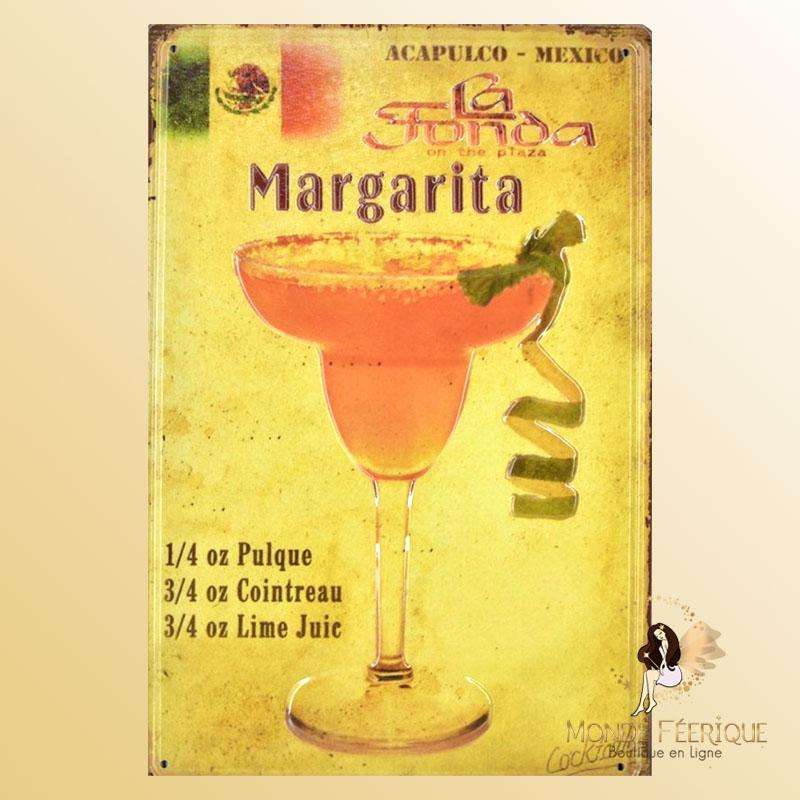 Plaque Metal Premium Margarita Cocktail 30x40cm