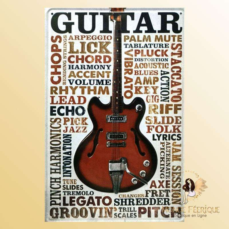 Plaque Metal decoration guitare