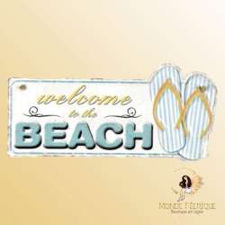 plaque deco vintage welcome to the beach