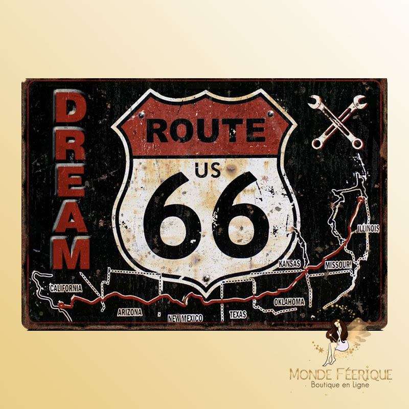 Plaque Décoration Route 66 Dream Premium 30x40cm