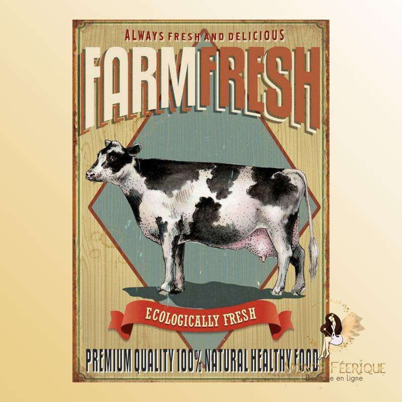 plaque decoration vintage vache fermier campagne USA