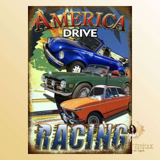 plaque metal decoration voitures course voitures