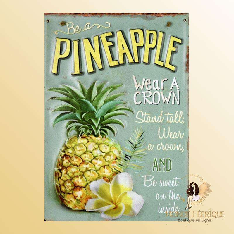 plaque vintage decoration ananas fruits