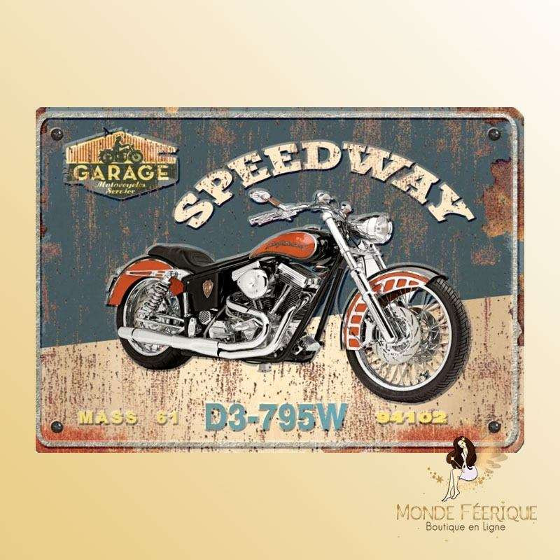 plaque vintage decoration roadster moto ancienne