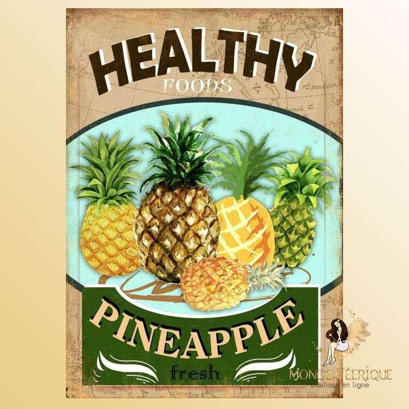 plaque vintage fruits dessert ananas