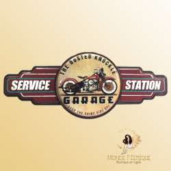 Plaque Metal Station Service Moto 73cm