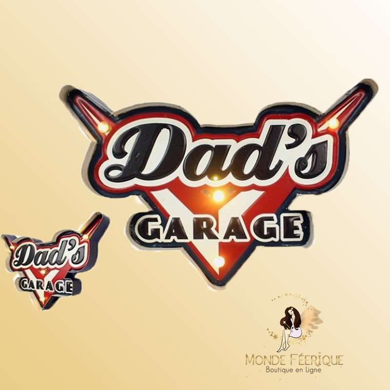 Plaque Metal Dads Garage Lumineux
