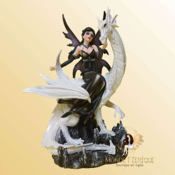Statuette FEE ET Son Magnifique Dragon Rouge (HT 30 X 22
