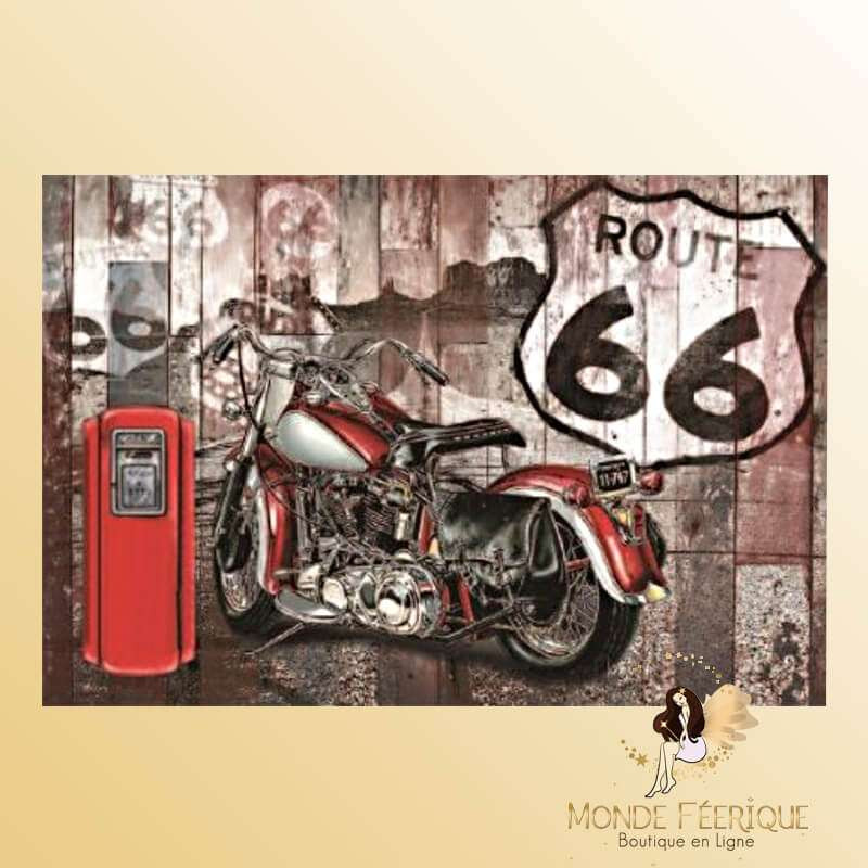 Plaque Vintage Biker Rouge Route 66