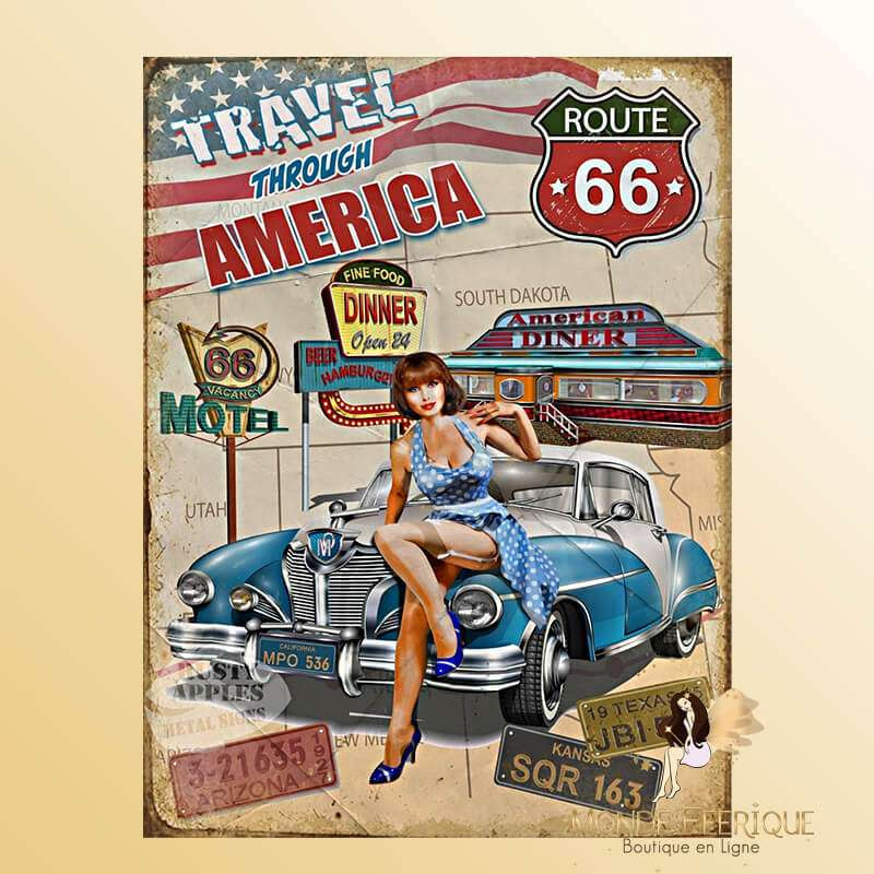 Plaque Vintage Vacance américaine