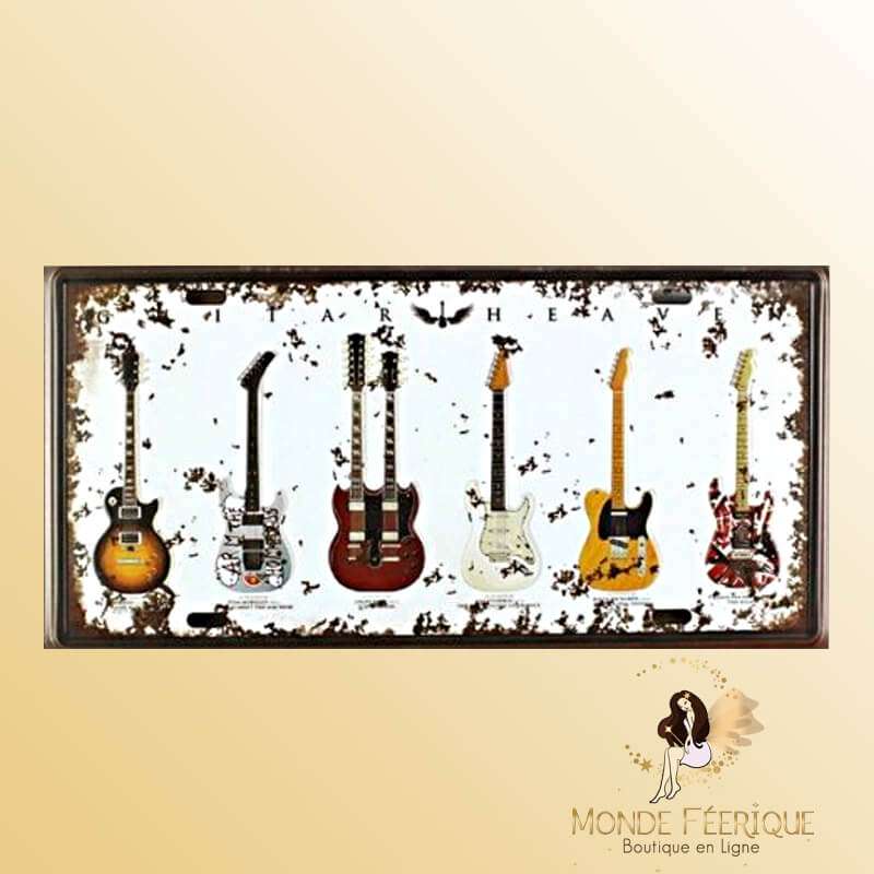 Plaque vintage de decoration guitare electrique