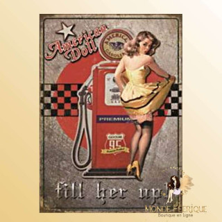 Plaque Vintage Poupée Americaine