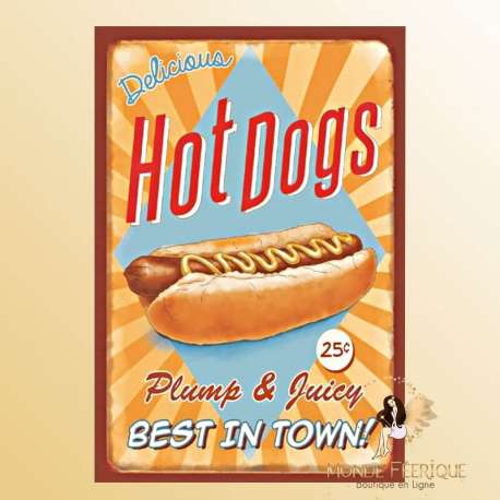 Plaque Vintage Hot dog Delicious