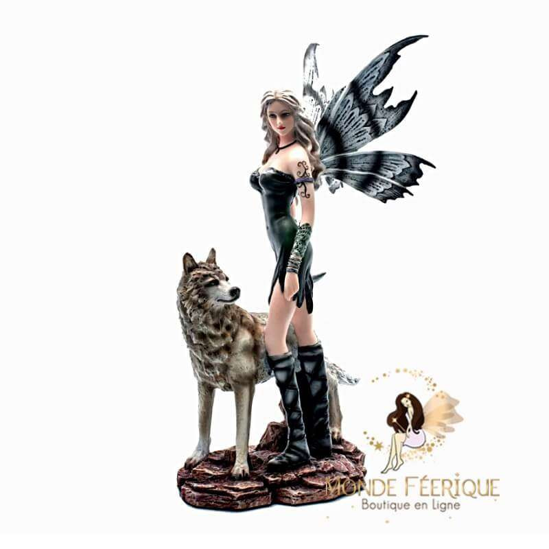 Statuette Fée avec un Loup